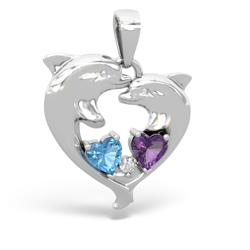 blue topaz-amethyst dolphins pendant