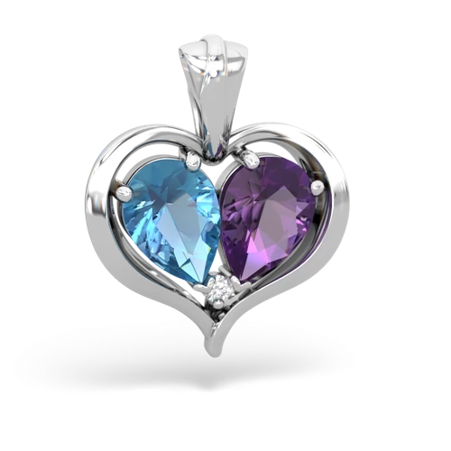 blue topaz-amethyst half heart whole pendant