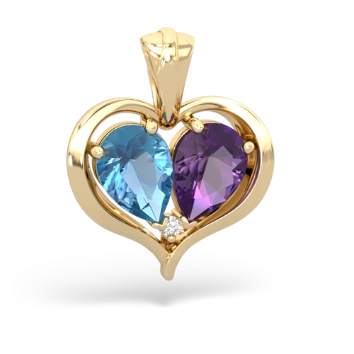 blue topaz-amethyst half heart whole pendant