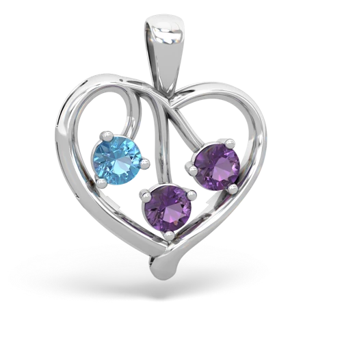 blue topaz-amethyst love heart pendant