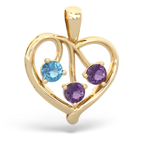 blue topaz-amethyst love heart pendant