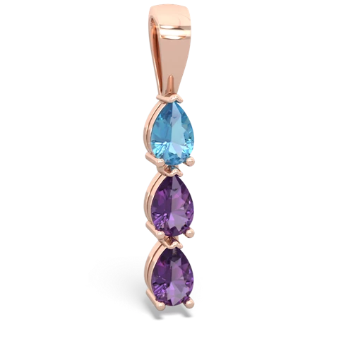 blue topaz-amethyst three stone pendant