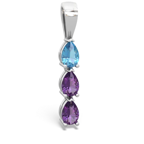 blue topaz-amethyst three stone pendant