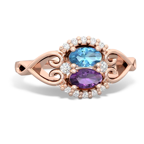 blue topaz-amethyst antique keepsake ring