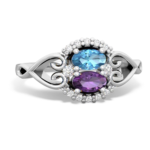 blue topaz-amethyst antique keepsake ring