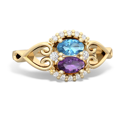 blue topaz-amethyst antique keepsake ring