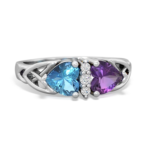 blue topaz-amethyst celtic ring