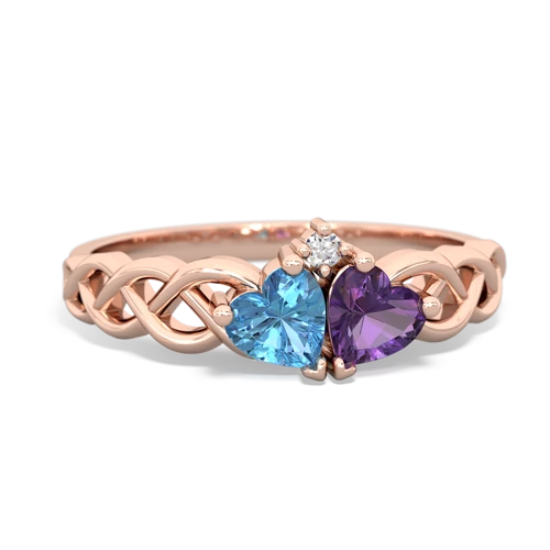 blue topaz-amethyst celtic braid ring