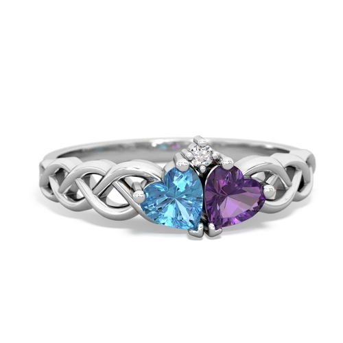 blue topaz-amethyst celtic braid ring