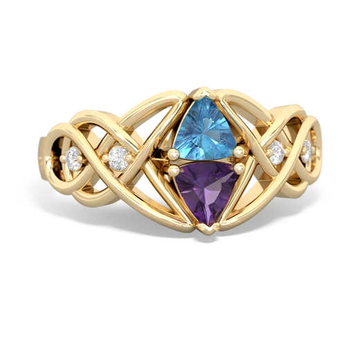 blue topaz-amethyst celtic knot ring