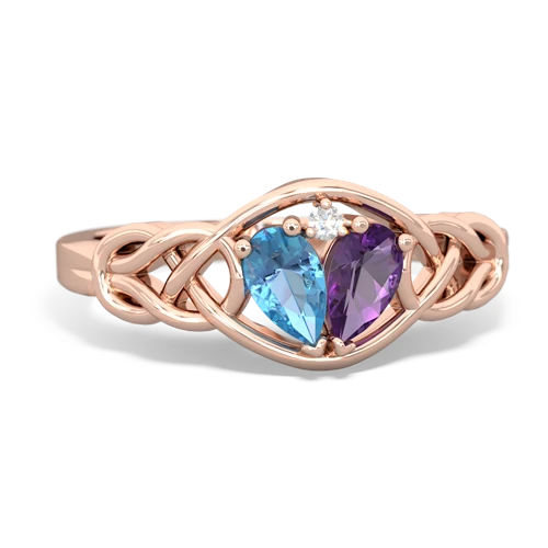 blue topaz-amethyst celtic knot ring