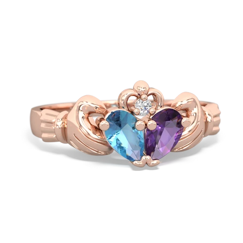 blue topaz-amethyst claddagh ring