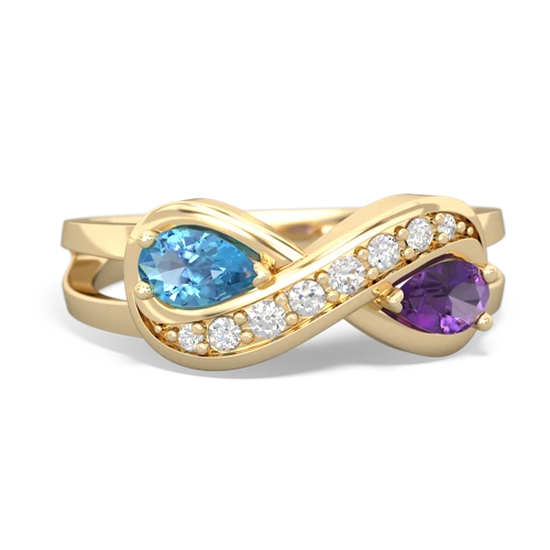 Blue Topaz Genuine Swiss Blue Topaz with Genuine Amethyst Diamond Infinity ring Ring