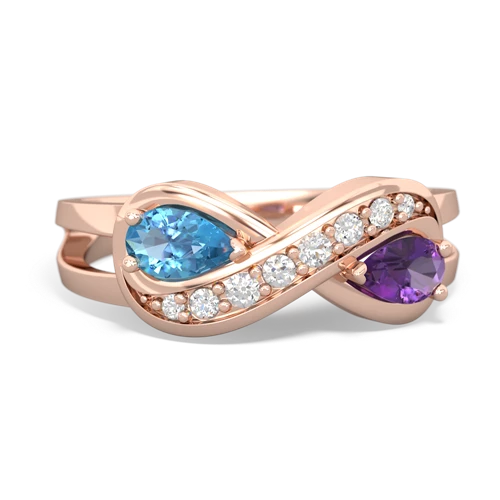 blue topaz-amethyst diamond infinity ring