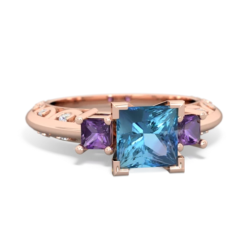 blue topaz-amethyst engagement ring