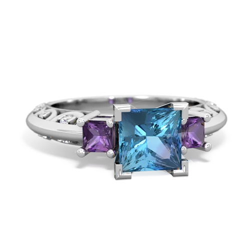 blue topaz-amethyst engagement ring