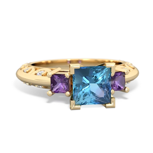 blue topaz-amethyst engagement ring