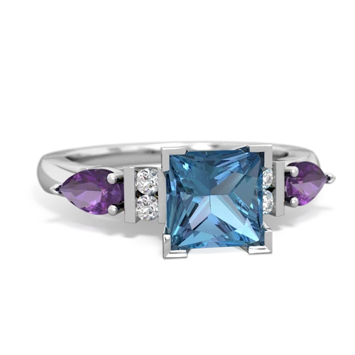 Blue Topaz Genuine Swiss Blue Topaz with Genuine Amethyst and  Engagement ring Ring
