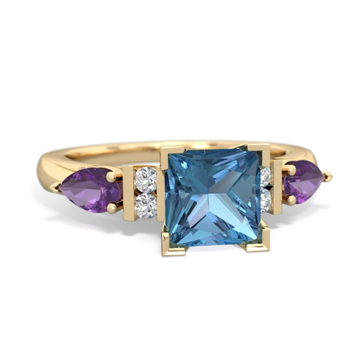 blue topaz-amethyst engagement ring