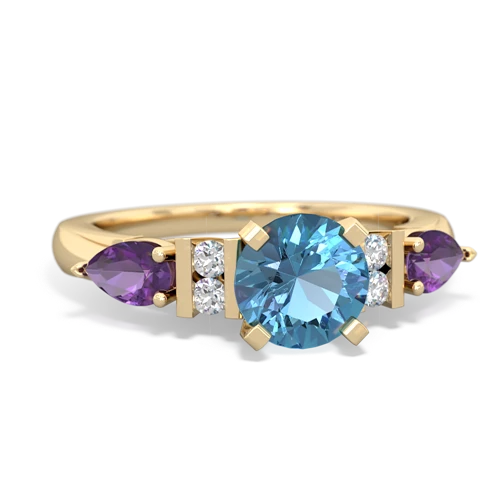 Blue Topaz Genuine Swiss Blue Topaz with Genuine Amethyst and Genuine Tanzanite Engagement ring Ring