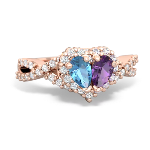 blue topaz-amethyst engagement ring