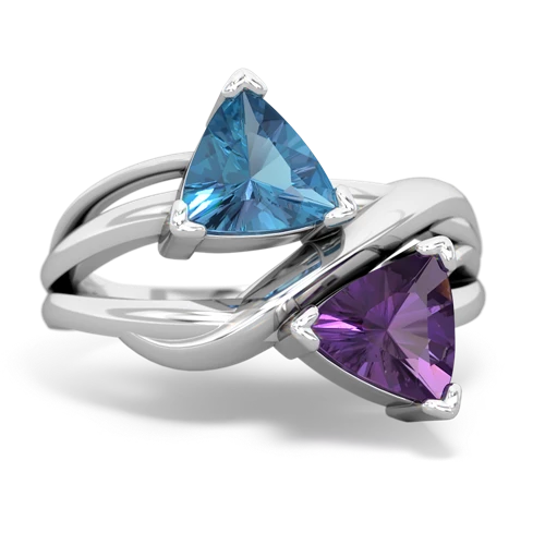 blue topaz-amethyst filligree ring