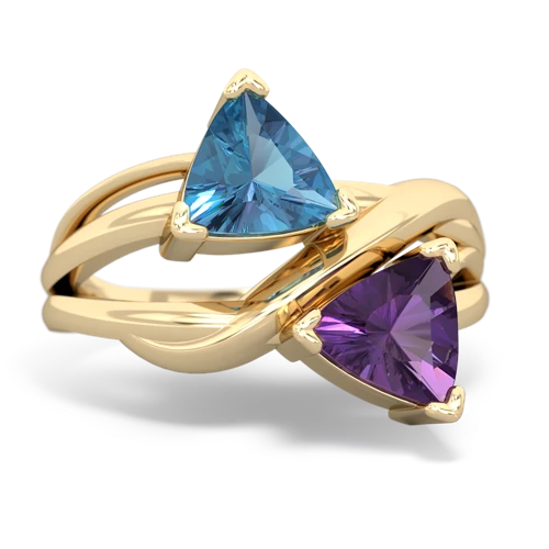 blue topaz-amethyst filligree ring