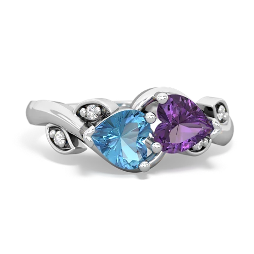 blue topaz-amethyst floral keepsake ring