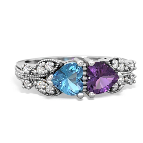 blue topaz-amethyst keepsake butterfly ring