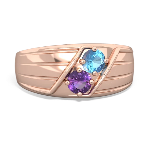 blue topaz-amethyst mens ring