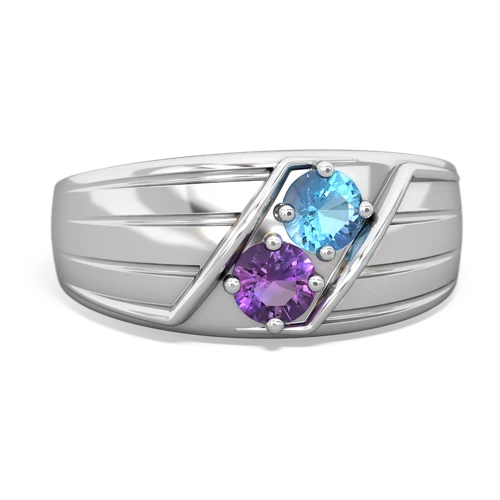 blue topaz-amethyst mens ring