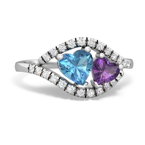 Blue Topaz Genuine Swiss Blue Topaz with Genuine Amethyst Mother and Child ring Ring
