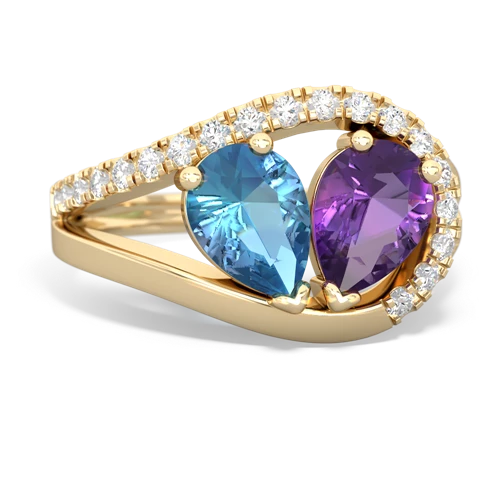 blue topaz-amethyst pave heart ring