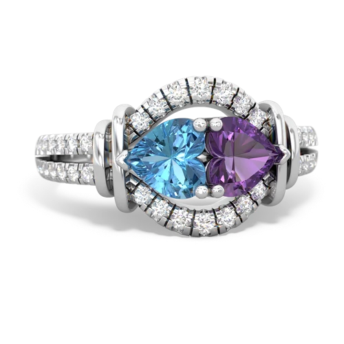 blue topaz-amethyst pave keepsake ring