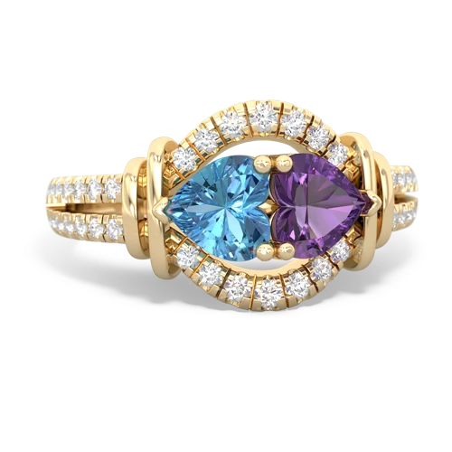 blue topaz-amethyst pave keepsake ring