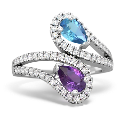 blue topaz-amethyst pave swirls ring