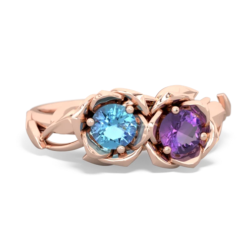 blue topaz-amethyst roses ring