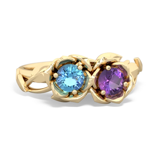 blue topaz-amethyst roses ring