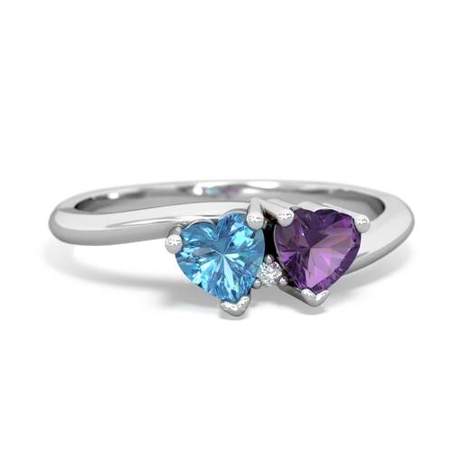 Blue Topaz Genuine Swiss Blue Topaz with Genuine Amethyst Sweetheart's Promise ring Ring