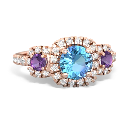 Blue Topaz Genuine Swiss Blue Topaz with Genuine Amethyst and  Regal Halo ring Ring