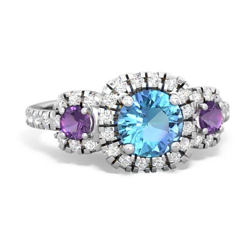 blue topaz-amethyst three stone regal ring