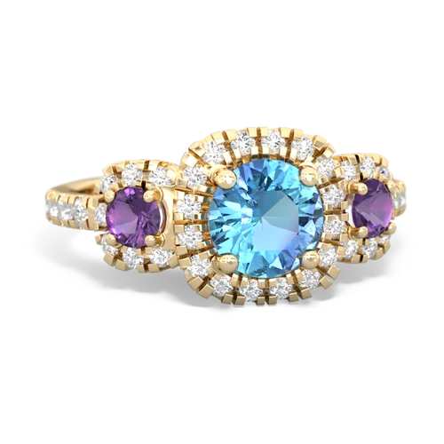 blue topaz-amethyst three stone regal ring