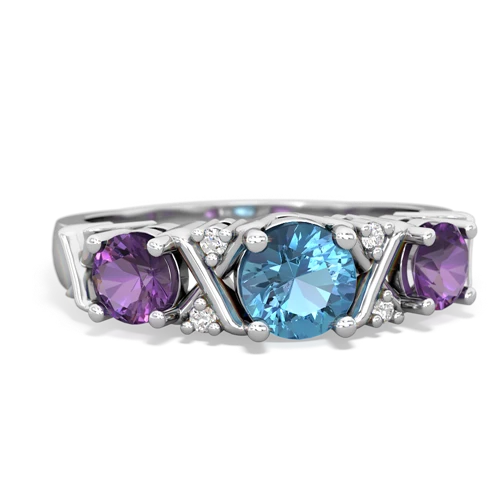 Blue Topaz Genuine Swiss Blue Topaz with Genuine Amethyst and  Hugs and Kisses ring Ring