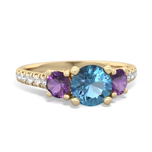 Blue Topaz Genuine Swiss Blue Topaz with Genuine Amethyst and  Pave Trellis ring Ring