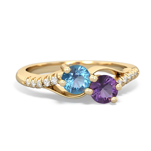 Blue Topaz Genuine Swiss Blue Topaz with Genuine Amethyst Two Stone Infinity ring Ring