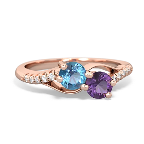 blue topaz-amethyst two stone infinity ring