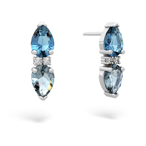 blue topaz-aquamarine bowtie earrings