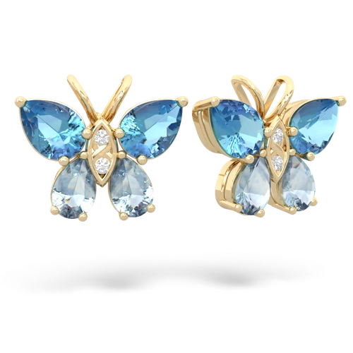 blue topaz-aquamarine butterfly earrings