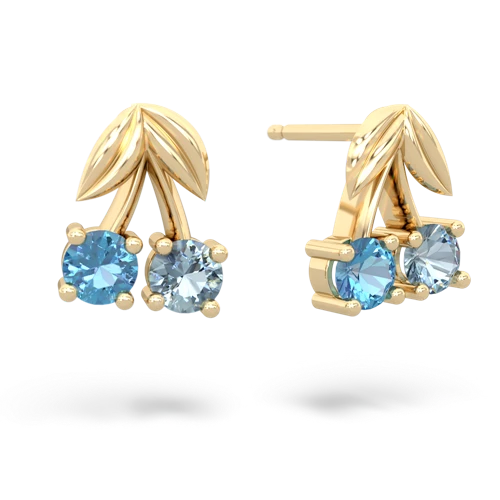 blue topaz-aquamarine cherries earrings