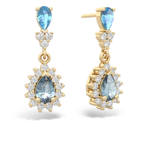Blue Topaz Genuine Swiss Blue Topaz with Genuine Aquamarine Halo Pear Dangle earrings Earrings